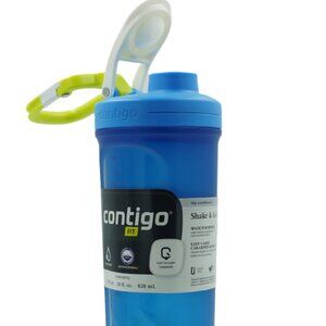 Contigo 28 oz. Fit Shake & Go 2.0 Microban Shaker Mixer Bottle - Blue Poppy/Salt